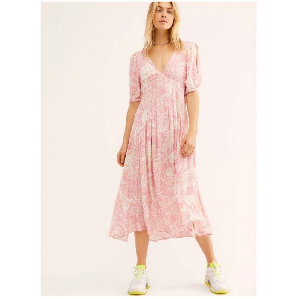 Free People Pink Floral Midi Dress